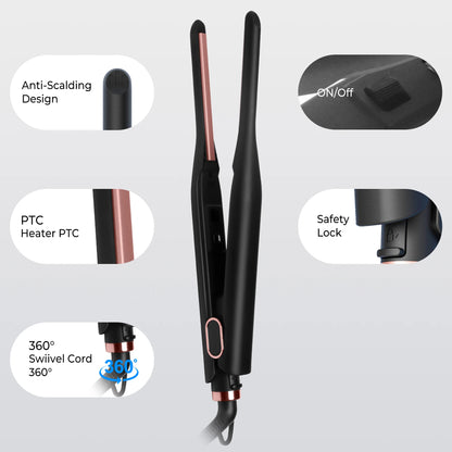 Mini Pencil Flat Iron for Short Hair, Ceramic Hair Straightener, Tiny Straightening Iron, Beard Straightener for Men & Women