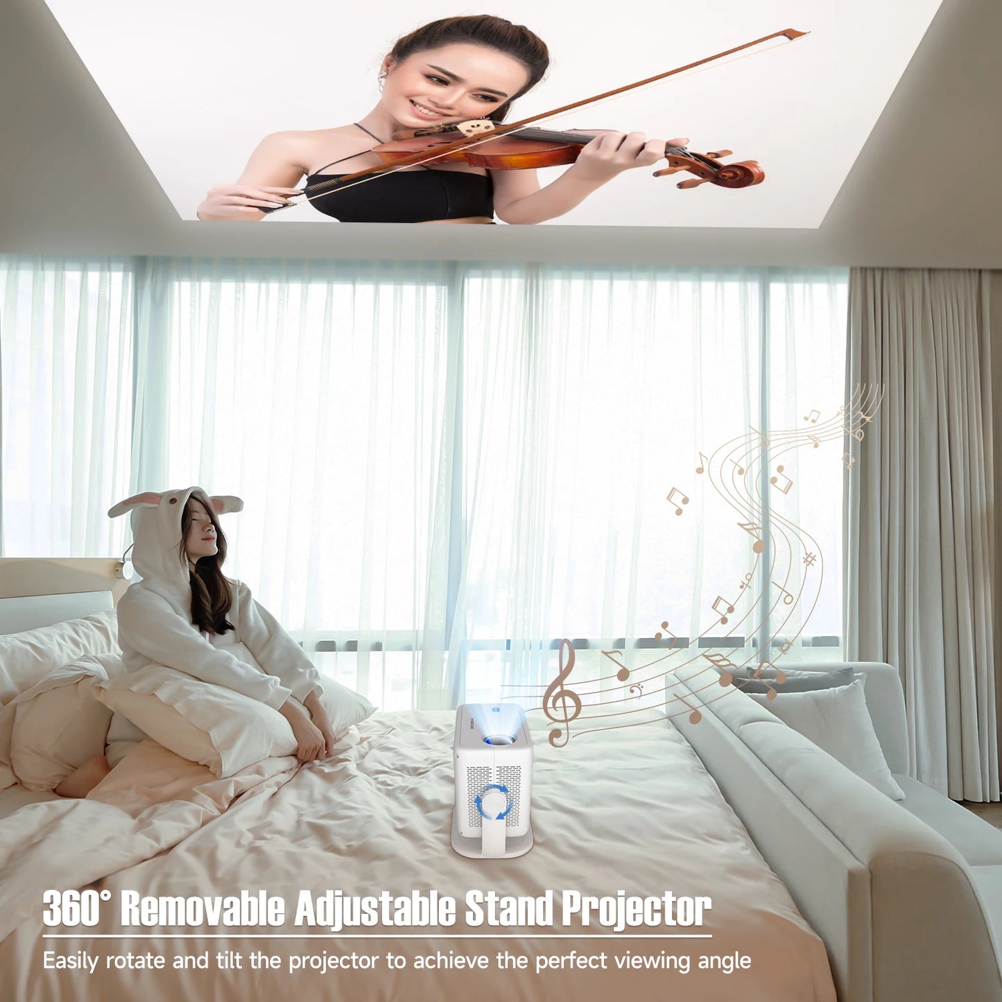 Magcubic Native 1080P 650ANSI 4K L018 Projector - 360° Auto Keystone Focus, Wifi6, BT5.2, Air Mouse, Portable Outdoor