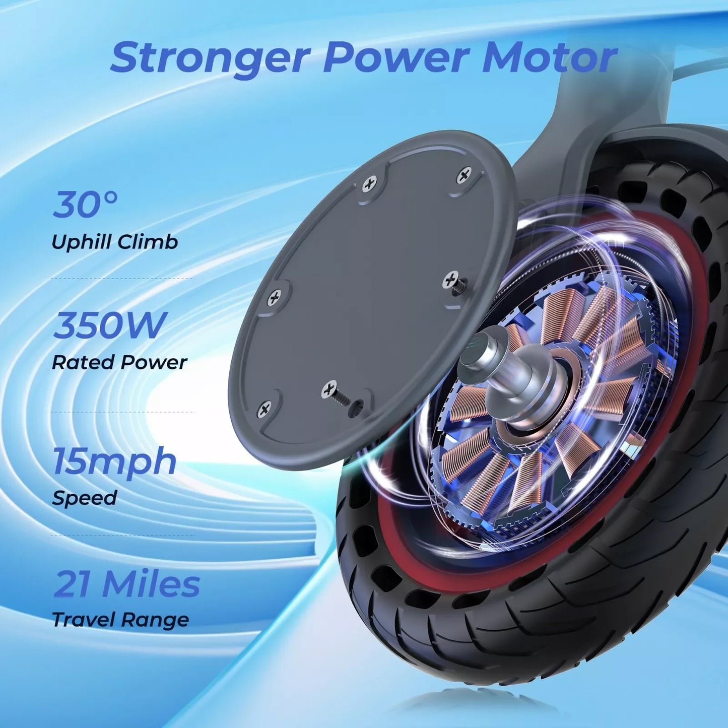 LADPED 350W Electric Scooter - 19MPH Folding Smart E-Scooter with App Control, 8.5-Inch Anti-Skid Tires & Shock Absorption