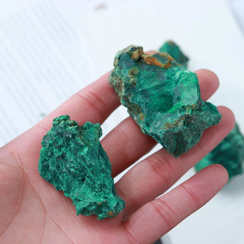 Natural Green Malachite Raw Crystal — Rough Stone Cube Mineral Specimen for Collecting & Home Garden Décor