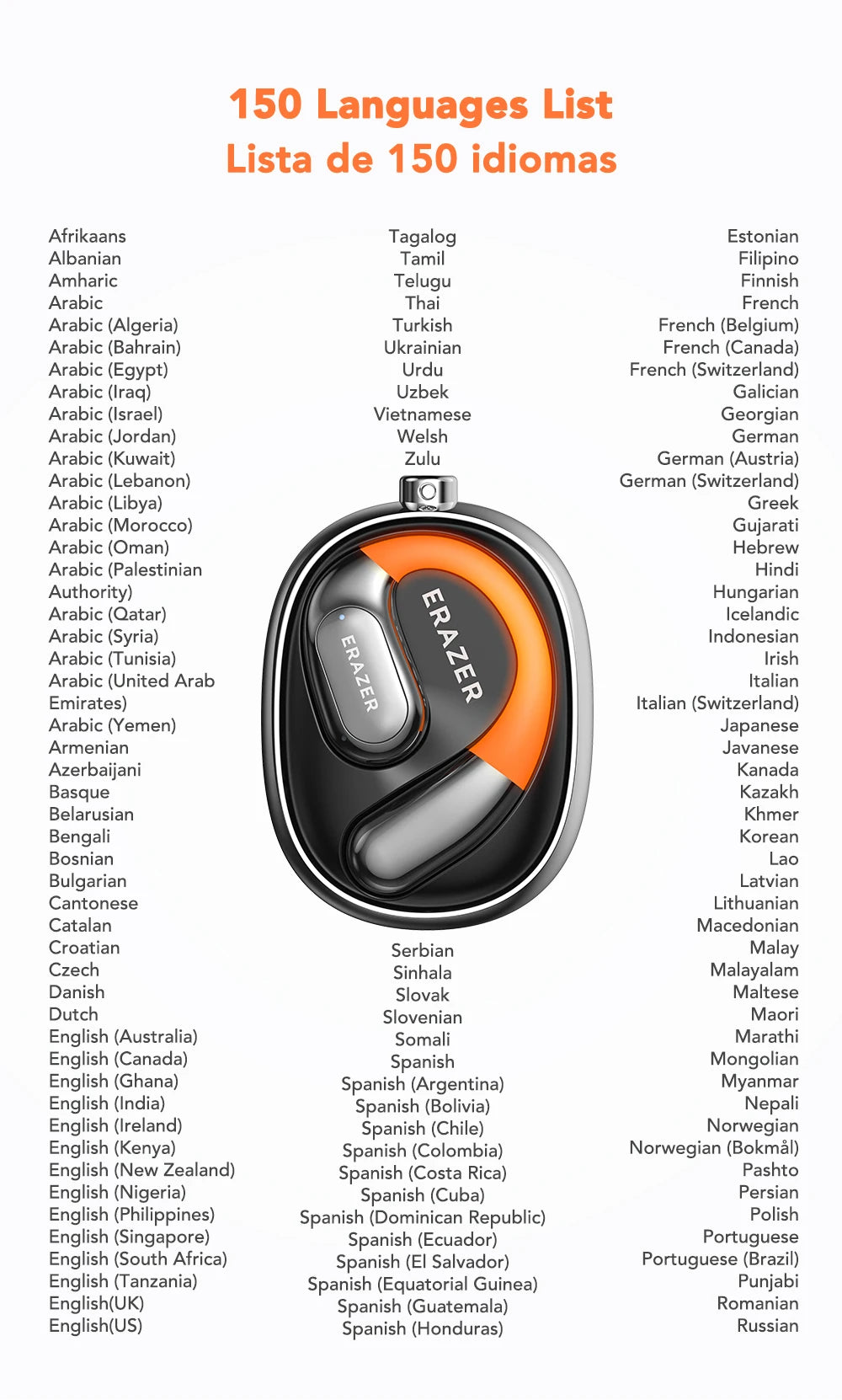 ERAZER XF31 AI Translator Earphones - Bluetooth Translation Earbuds, Sleep ASMR Headset, DIY APP, Wireless Open-Back Headphones