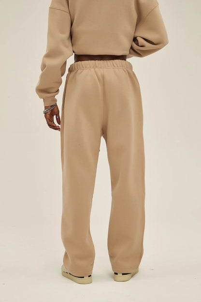 Straight-Lined Solid Color Cashmere Sweatpants – Soft Cozy Lounge Pants