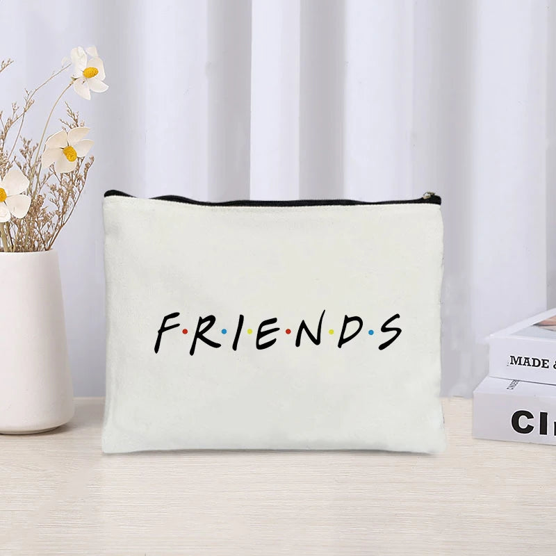 TV Show Friends Makeup Bag for Women - Travel Cosmetic Organizer, Eco-Friendly Canvas Pouch, Kawaii Purse and Pencil Case
