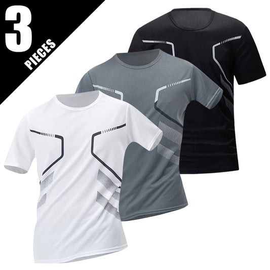 Men’s Summer Printed Quick-Dry T-Shirt – Breathable Loose Fit Short Sleeve Sports Casual Top (Plus Size, 1–4 PCS)
