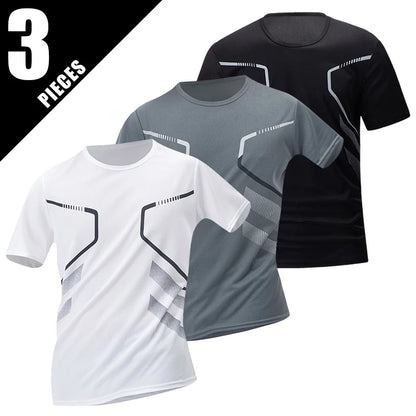 Men’s Summer Quick Dry T-Shirt - Solid Color Short Sleeve Sports Shirt for Running & Casual Wear