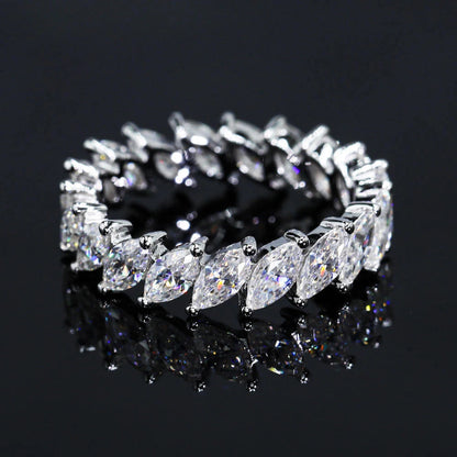 3×6mm Marquise Cut Moissanite Eternity Ring — 925 Sterling Silver Engagement & Wedding Band for Women and Men with GRA Certificate