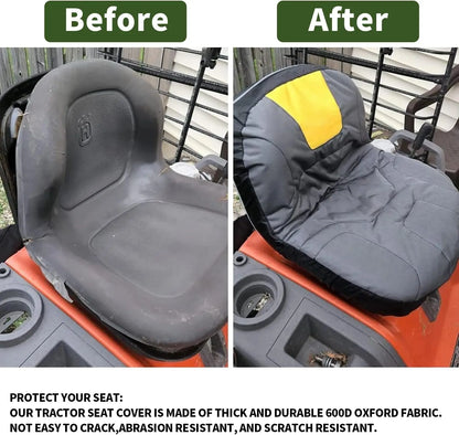 Heavy Duty 600D Oxford Waterproof Lawn Mower Seat Cover, Durable Universal Tractor Riding Seat Protector Cover