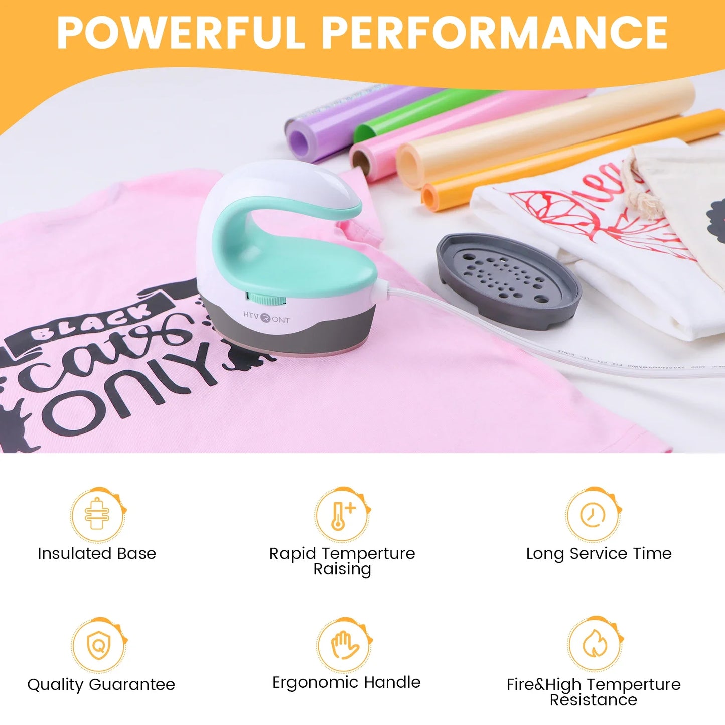 HTVRONT H1 Mini Heat Press Machine – DIY Auto Heating Transfer for T-Shirts, Bags, Shoes & Hats