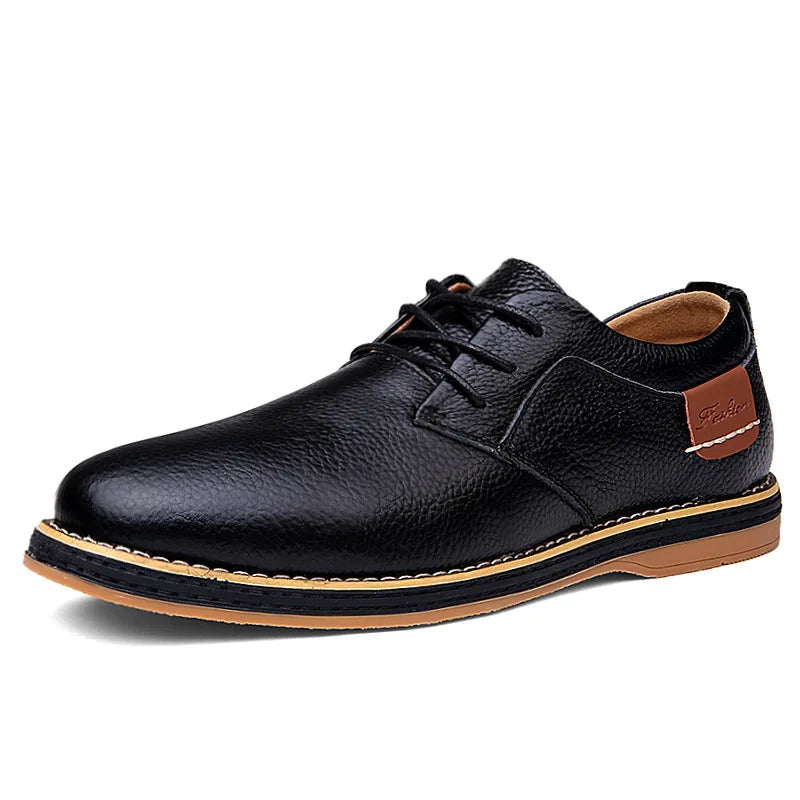 Men’s Genuine Leather Oxford Shoes - Classic Lace-Up Business Casual Dress Shoes Large Size 38-48