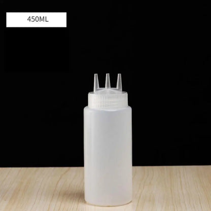 Plastic Squeeze Sauce Bottle – Graduated Jam & Salad Container with 3 Nozzles