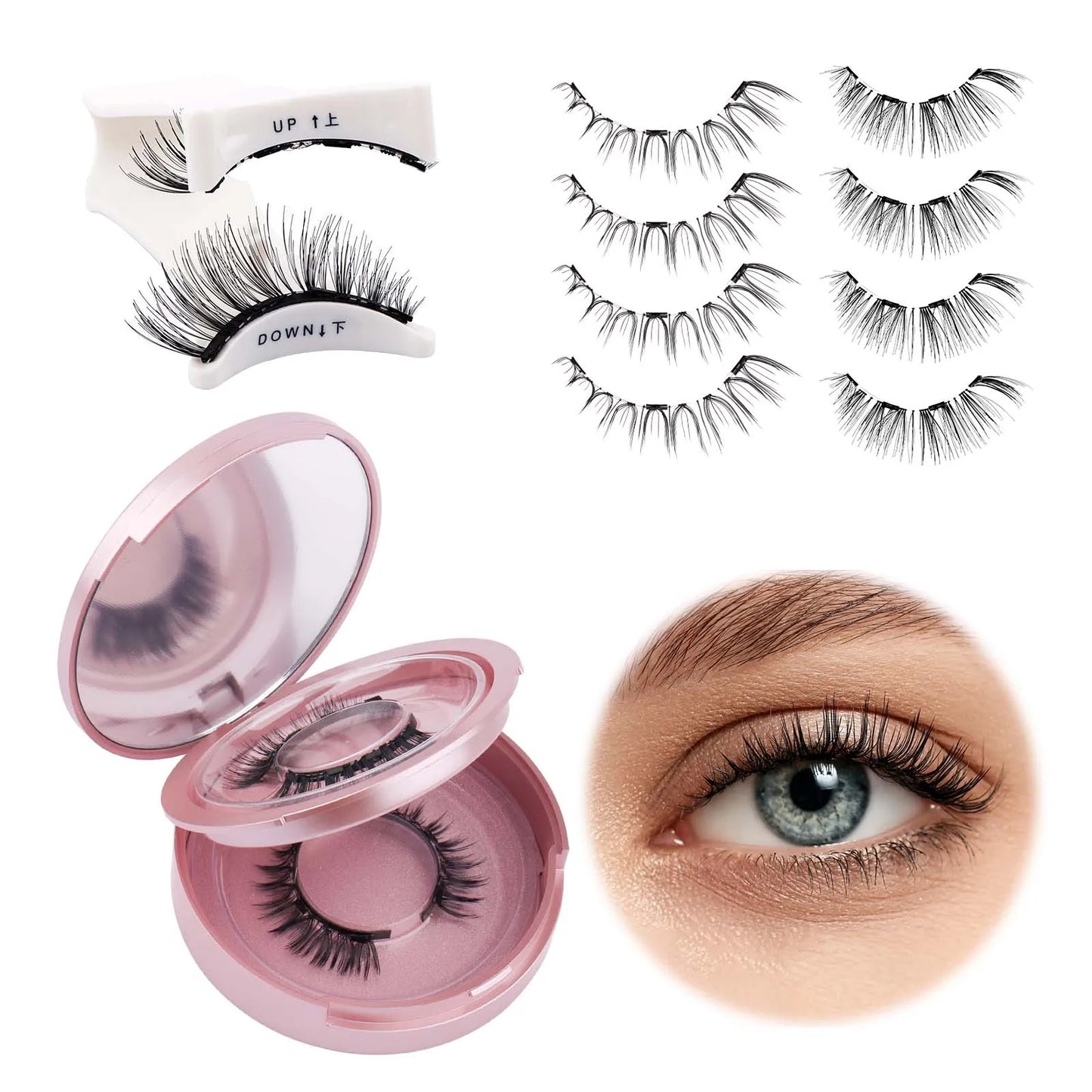 GEMERRY Magnetic Eyelashes Set with Applicator – Natural Look Reusable No Glue Soft Strip False Lashes Makeup Kit