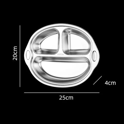 Kids Stainless Steel Dinner Plate - 304 Food Grade Cartoon Divided Plate for Breakfast, Meals, Home & Kindergarten Use