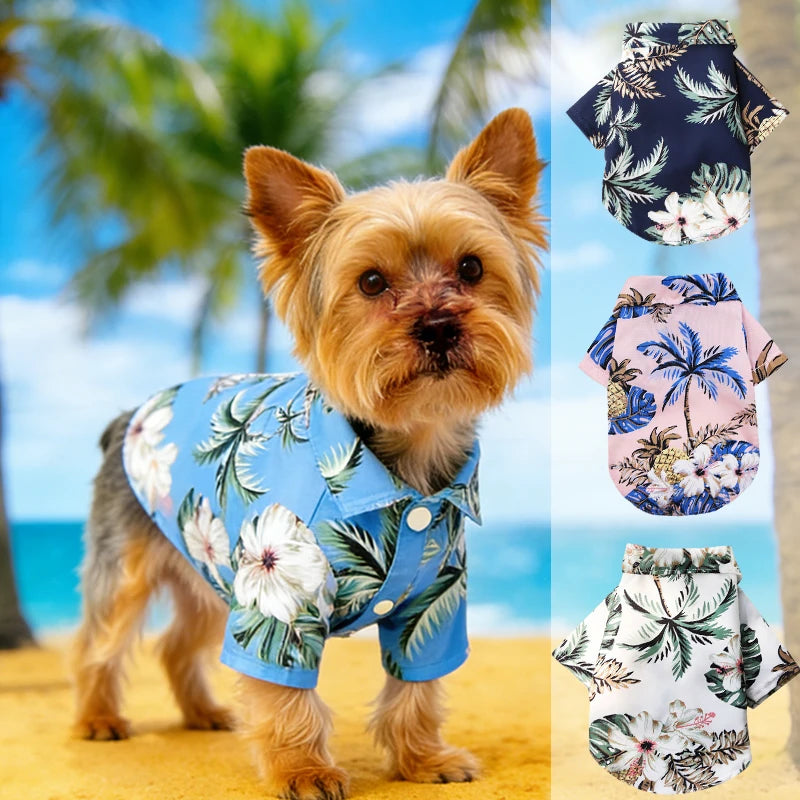 Hawaiian Style Dog Shirt - Summer Beach Pet Clothing for Small & Medium Dogs and Cats