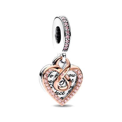 Europe 925 Silver Family Charm Pendant - Boy, Girl, Mom & Sisters Bead for Pandora Bracelet, Sparkling Dangle Jewelry