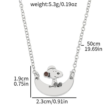 Snoopy & Woodstock Pendant Necklace - Cute Enamel Rhinestone Kawaii Jewelry for Women & Teens