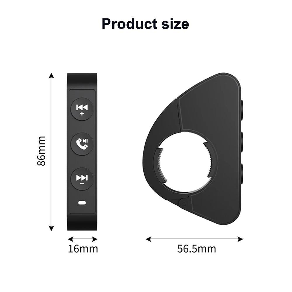 Kebidumei Bluetooth 5.3 Handlebar Remote Controller - Waterproof Wireless Media Control for Motorcycle Helmet Headsets