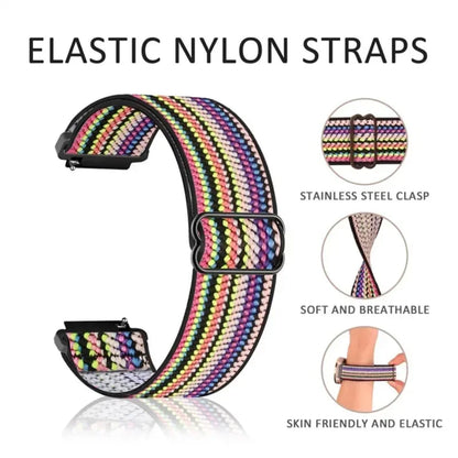 Nylon Elastic Watch Band for Amazfit GTS/GTR 4-3-2, Stratos & Bip Series – Bohemian Shiny Adjustable 20mm/22mm Strap