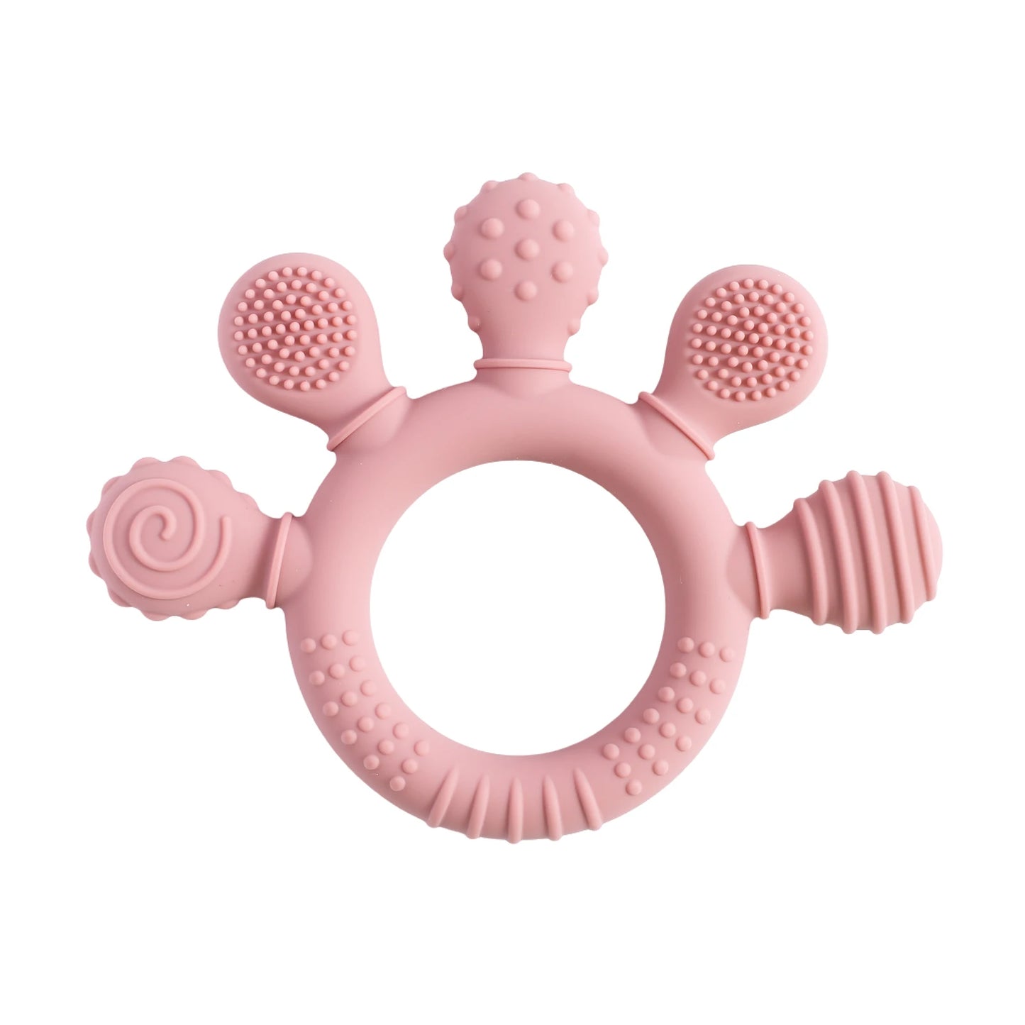 Baby Silicone Teether Toy - Cartoon Rattle Gum Relief Infant Teething Accessory for 0-12 Months