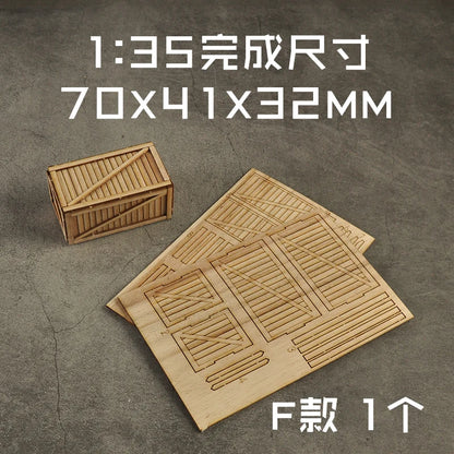 1:35 Scale Miniature Wooden Box & Tray – DIY Diorama Model Kit for Sand Table and Scene Layout