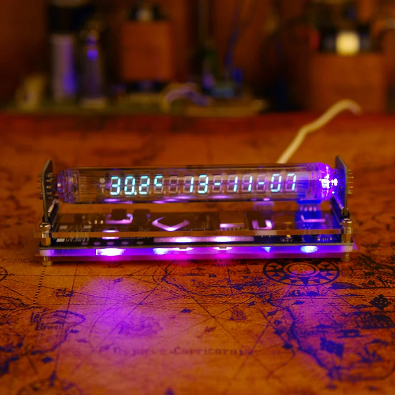Nixie Tube Table Clock - Vintage Vacuum Tube Digital Glow Clock for Desk, Office & Room Decor