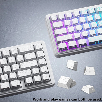 Topographic Keycaps 4.0 Version - 98 Key PBT Cherry Profile Shine Through Side Print Backlit Mechanical Keyboard Caps
