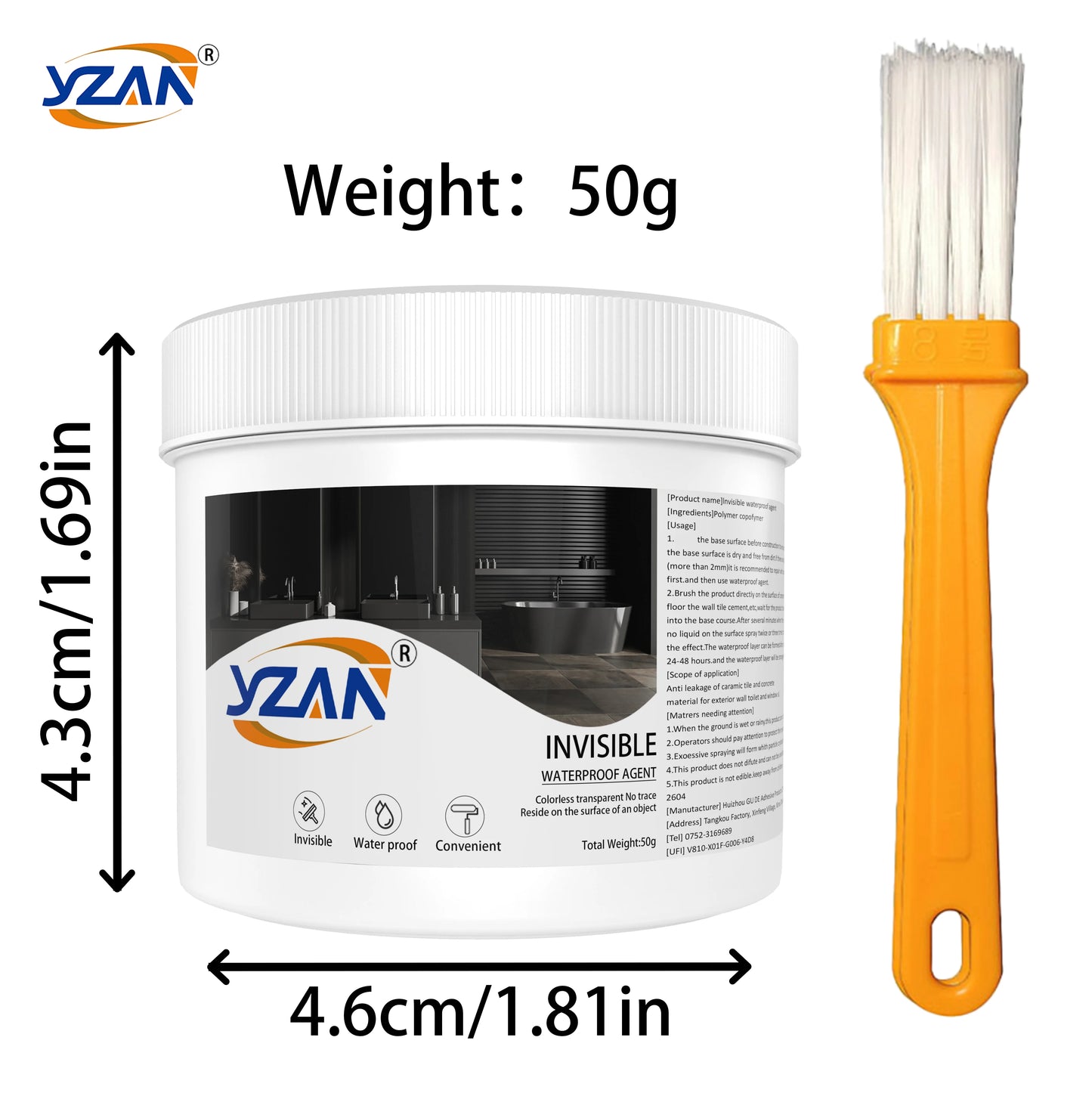 450g Polyurethane Waterproof Coating Sealant – Invisible Nano Repair Glue with Brush for Roof, Bathroom & Wall Cracks, Freeze-Resistant