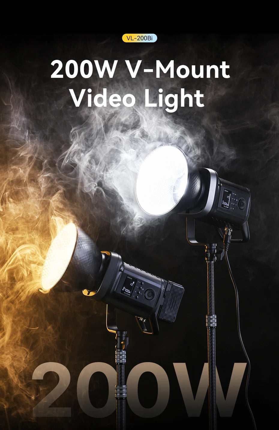 Ulanzi VL-120Bi VL-120C 120W V-Mount COB Light – Wireless APP Control, 2700K-6500K Video Light for Skit Video Photography