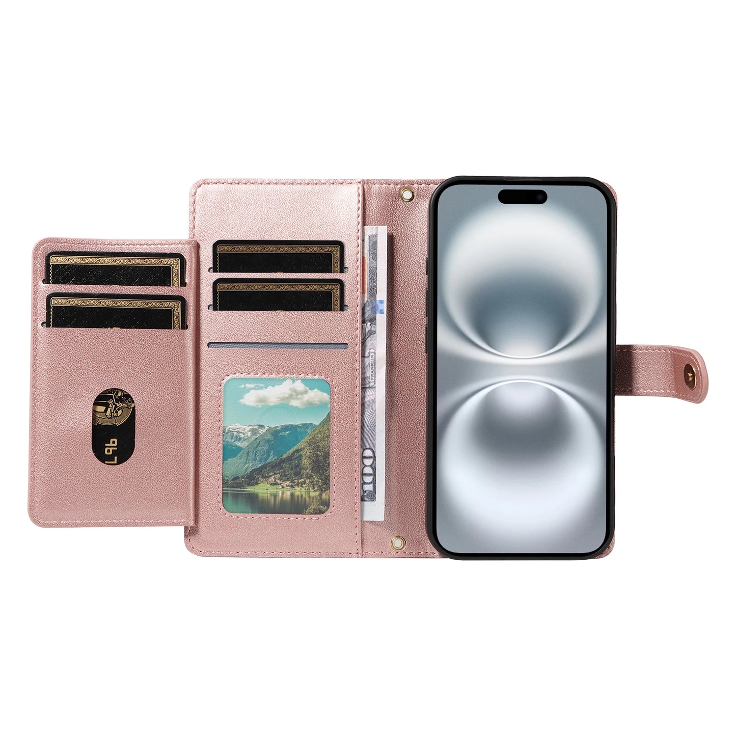 Crossbody Leather Wallet Case for iPhone – Zipper Card Slot Bag with Rhombus Design for iPhone 16/16 Pro Max/15/14/13/12/11/SE 2022