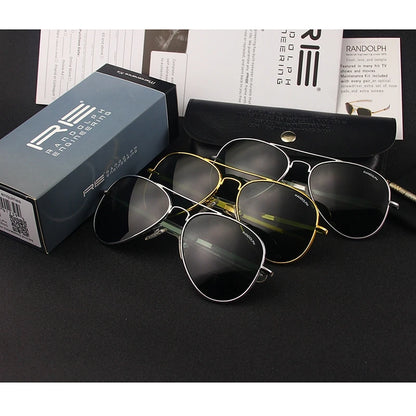 RE Military Aviation Sunglasses — Vintage Titanium Frame Pilot Glasses for Men & Women