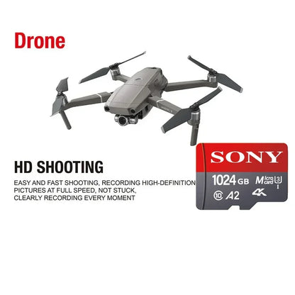 SONY 1024GB Micro SD Card – Class 10 High-Speed A2 TF Flash Memory for Xiaomi, Camera, Phone & Drone, 4K Ultra-HD Video