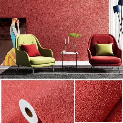 Linen 3D Foam Self-Adhesive PVC Wallpaper - Solid Color, Thickened Waterproof Wall Stickers for Home Renovation & Decor