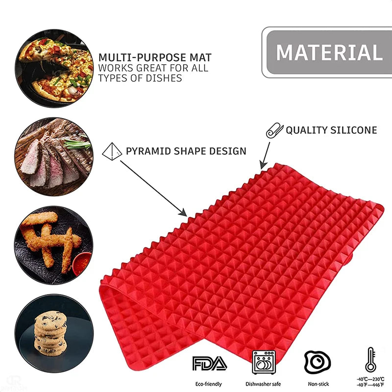 Silicone Cooking Mat – Heat-Resistant Pyramid Baking Sheet for Pizza, BBQ, Grilling & Roasting