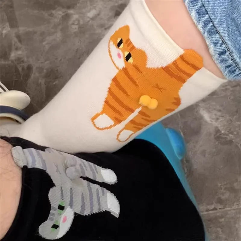 Cartoon Cat Cotton Socks for Women – Breathable Comfortable All-Season Gift for Cat Lovers