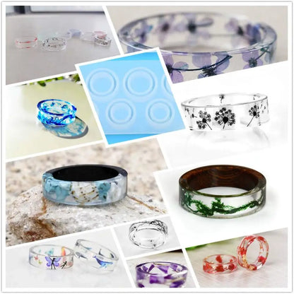 8-Piece Silicone Ring Mold Set - Assorted US Sizes 5-12 for Resin Jewelry Casting & DIY Crafts