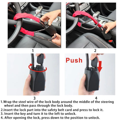 Car Steering Wheel Lock : Retractable Anti-Theft Seat Accessory with 2 Keys - Automobile Security Enhancement