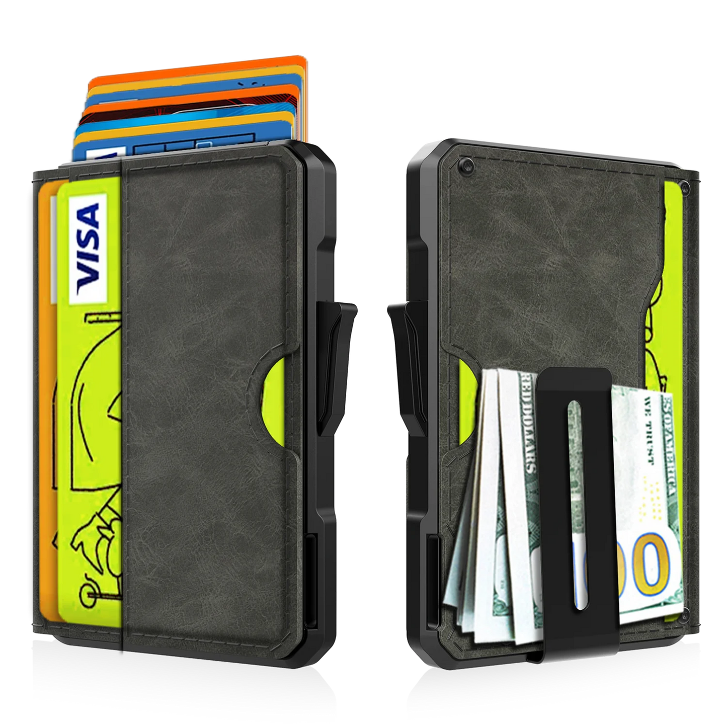 Men’s Slim Leather Wallet – RFID Blocking Bifold with Money Clip and Credit Card Slots
