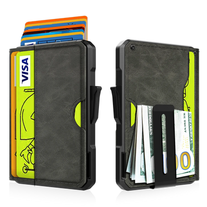 Men’s Slim Leather Wallet – RFID Blocking Bifold with Money Clip and Credit Card Slots