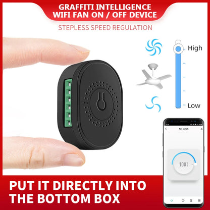 Tuya WiFi Mini Smart Fan Speed Controller – DIY Ceiling Fan Switch, Remote & Voice Control, Alexa & Google Home Compatible