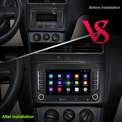 2DIN Android Car Radio for Volkswagen Golf 5/6, Polo, Passat B6/B7, CC, Skoda, Jetta - Multimedia, CarPlay, Wifi & GPS Navigation