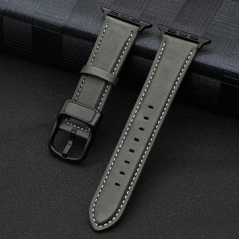 PU Leather Apple Watch Band - Premium Wrist Strap Bracelet for iWatch Series 4 5 6 SE 7 8 9 10 Ultra 49mm 40mm 41mm 42mm 44mm 45mm 46mm