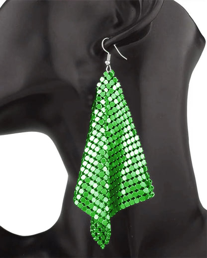 Women’s Metal Sequin Drop Earrings - Long Geometric Tassel Statement Jewelry for Wedding & Party Style