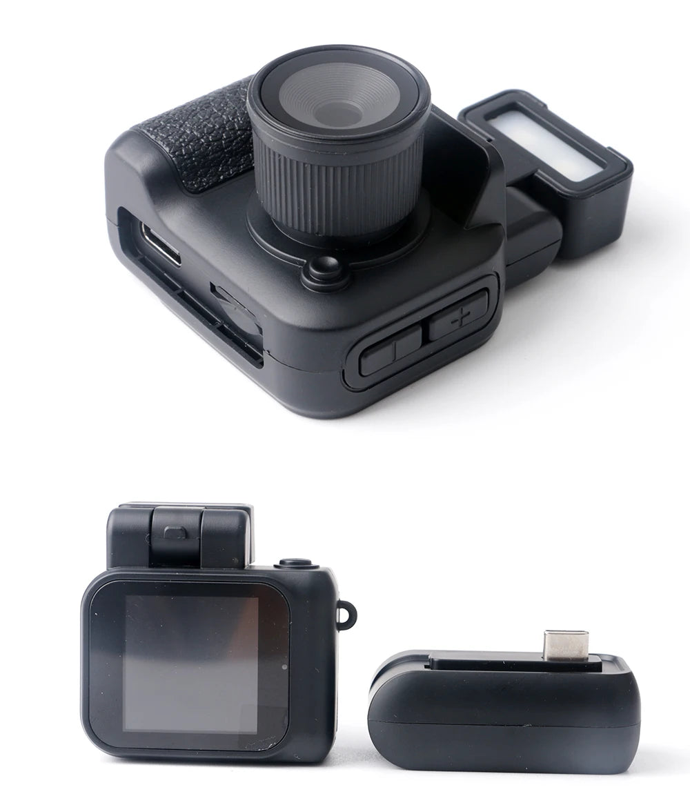Y4000 Monoreflex Mini Camera 1080P Portable Video Recorder with Flash Lamp, Battery Dock & LCD Screen