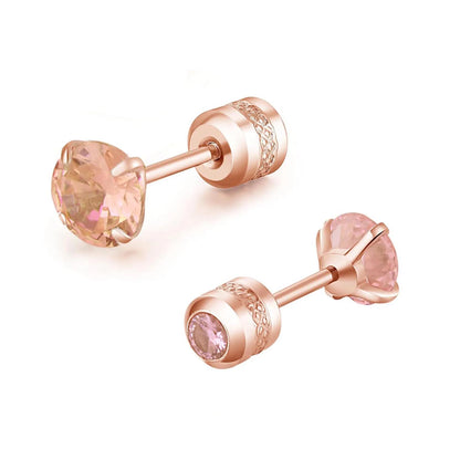 Medical Stainless Steel Crystal Zircon Ear Studs – Hypoallergenic Tragus & Cartilage Screw Piercing Earrings Jewelry