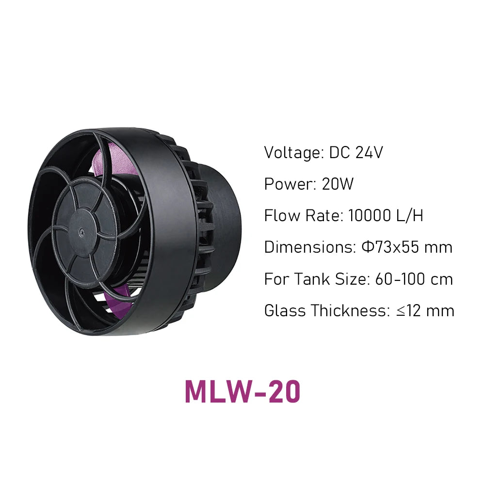 Jebao MLW Series Smart Aquarium Wave Maker – WiFi Flow Pump with LCD Controller for Fish Tanks