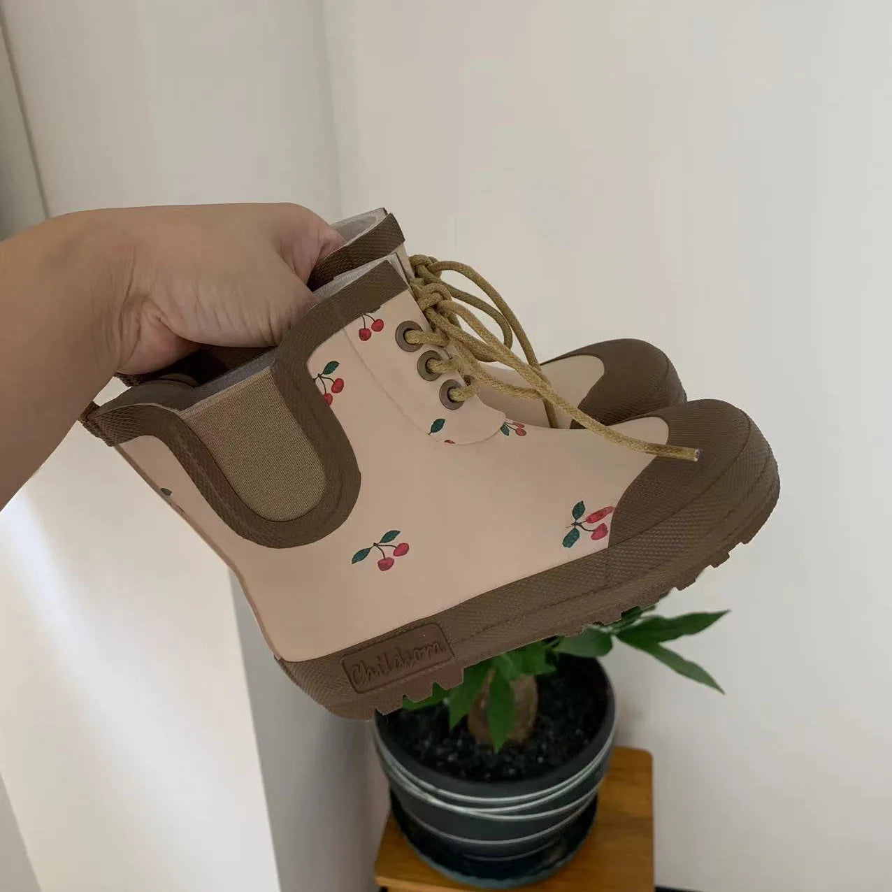 Kids Soft Rubber Rain Boots – Waterproof Lace-Up Mid-Calf Anti-Slip Shoes for Boys & Girls