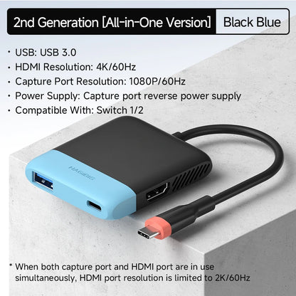 Hagibis Switch Video Capture Card & Portable TV Dock – Gaming Hub for Nintendo Switch 1/2/OLED, Live Streaming Adapter for Laptop & iPhone 17 Pro
