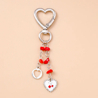 Cute Bowknot Heart Keychain - Crystal Pearl Pendant Charm for Women, Girls & Handbag Decoration