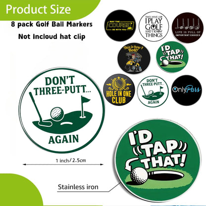 8-Piece Funny Golf Ball Marker Set - Golf Accessories and Gifts for Men, Dads, Boyfriends, Husbands, Birthdays, Retirement, and Father’s Day