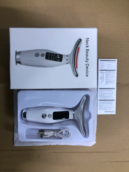 Portable 7-Color LED Light Therapy Massager – Face & Neck Anti-Wrinkle Skin Tightening with 3 Adjustable Vibration Gears