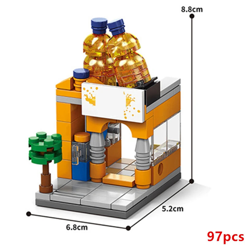 Restaurant Dessert Coffee Pet Fruit Store Building Blocks Kit - Street View Food House Model Toy